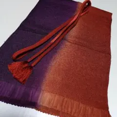 帯締め帯揚げセット　縮緬　紫　オレンジ　正絹