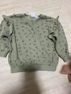 花柄フリルトレーナー 92cm オリーブグリーン