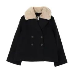 earth 3wayダブルショートコート ブラック ウール ダブルボタン