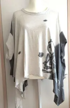 まちぃ 様】専用です○慈雨○墨黒プリントカットソー立体ドット柄半袖