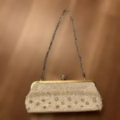23区　ビーズ装飾 クラッチバッグ ベージュ