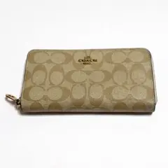 美品 COACH コーチ 長財布 シグネチャー ベージュ