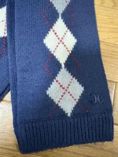 CÉLINE ネイビー アーガイル柄 マフラー