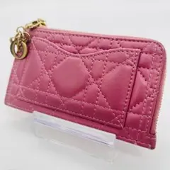 ディオール カナージュ フラグメントケース　コインケース ピンク レザー