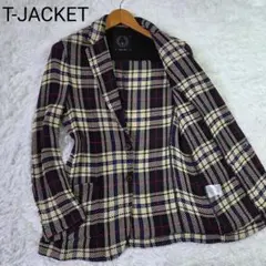 美品 T-JACKET コットンニット アンコン ジャケット チェック サイズLのサムネイル
