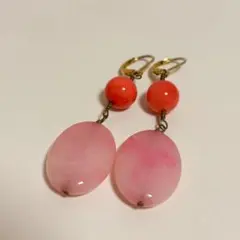 天然石ピアス ピンク系
