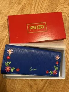 KENZO PARIS 長財布 ブルー 花柄刺繍のサムネイル