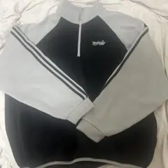 ハーフジップ スウェット ブラック×グレー