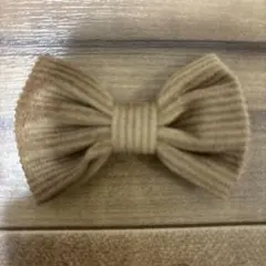 ベージュ リボン ヘアクリップ