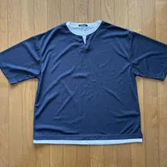 RagOut 半袖Tシャツ フェイクレイヤード ネイビー　3L