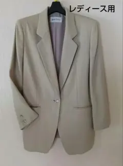 レディステーラードジャケット9AR/ウール混紡ベージュ系モスグリーン美品