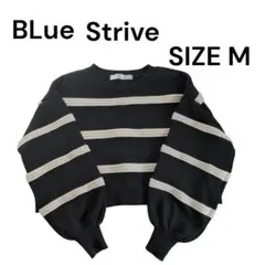 Blue StriveボーダーニットプルオーバーBlack☓whiteSIZEM