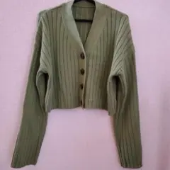 オリーブグリーン クロップドカーディガン