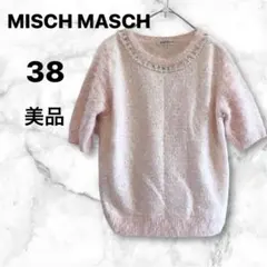 ミッシュマッシュ　トップス　カットソー　ビジュー　花柄レース　ニット半袖　秋服