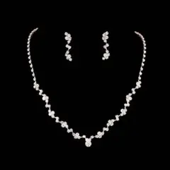 ネックレス ピアス 2点セット シルバー キラキラ パーティー 結婚式 発表会