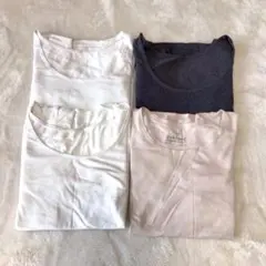 無印良品 綿であったかＵネック八分袖Ｔシャツ婦人 4枚セット