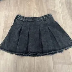 ダークグレー プリーツスカート デニム