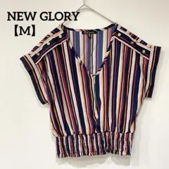 NEW GLORY【M】 ストライプ柄 半袖トップス