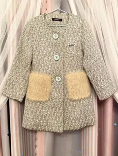 JENNI love＊ファーポケットツイードコート＊ミントグリーン⭐︎120㎝⭐︎