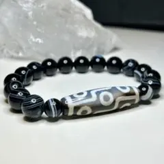 【最強パワー】九眼天珠 黒縞瑪瑙 ブレスレット パワーストーン レディース