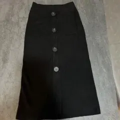ZARA リブ素材 黒 ボタン付き タイトスカート　S