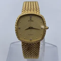 買得■【CIMA シーマ】メッシュバンド ダイヤ付メンズ腕時計■ケース美品 アンティーク クオーツ 箱付 ジャンク ☆ 送料無料 ☆ シーマ CYMA 604 ☆ 腕時計 ☆ ケース・取説付き ☆