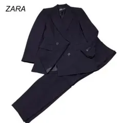 ZARA ザラ ダブルブレスト テーラード パンツスーツ ブラック ストライプ