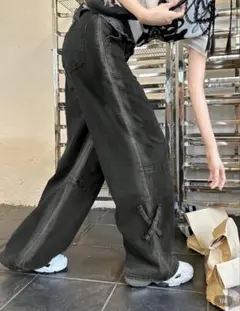 ブラック ワイドパンツ SHEIN