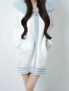 lumignon Lumi tweed-like fur cardigan 水色 - メルカリ