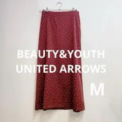 未使用 BEAUTY&YOUTH サテン ドット セミ フレアスカート M
