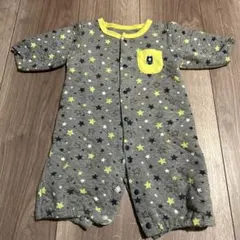 秋冬　ベビーロンパース　長袖　男の子　星柄グレー 50〜60