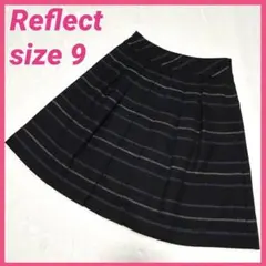 【美品】 リフレクト Reflect 膝丈　ひだスカート　9 ブラック　ウール