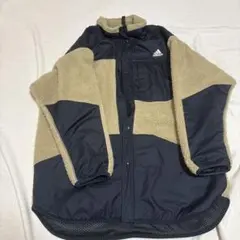 adidas フリースジャケット ベージュ/ブラック