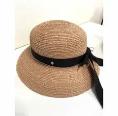 【美品】MOSCHINO モスキーノ 麦わら ベレー帽 ストローハット リボン 美品】MOSCHINO モスキーノ 麦わら ベレー帽 ストローハット リボン