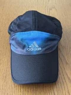 【美品 1回使用】アディダス ランニング キャップ メッシュ ブラック ブルー