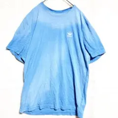 アディダス　ワンポイントロゴ刺繍Tシャツ 青