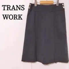 TRANS WORK 撥水タックスカート 洗える 11号 ネイビー 三陽商会