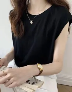 ノースリーブ　Tシャツ　トップス　韓国　カジュアル　ラフ　レディース