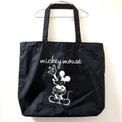 ディズニー　大型ナイロントートバッグ　エコバッグ　ファスナー付き　シンプル　黒