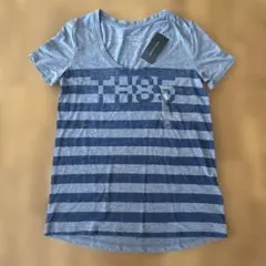 未使用トミーTOMMY HILFIGER ストライプ 青半袖Tシャツ XS