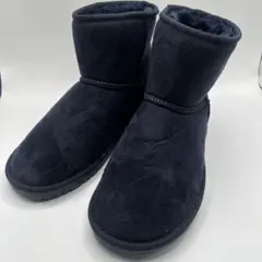 ムートンブーツ ネイビー 濃紺 ふわふわファー L