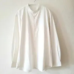 GU ジーユー　イージーケアバンドカラーシャツ　オフホワイト　メンズ　M