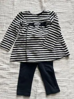 ストライプ柄長袖トップスとボトムスセット