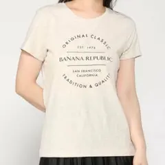 バナナ・リパブリックBANANA REPUBLIC ベージュプリントTシャツXS
