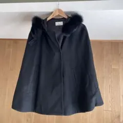 MプルミエBLACK ファー　ポンチョ　コート