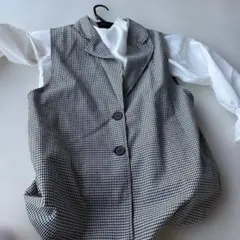 チェック柄ボタン付きベスト