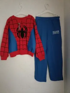 スパイダーマン　コスプレ　上下2点セット　120cm　スウェット　パジャマ　仮装