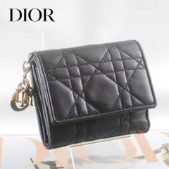ディオール＊Lady Dior＊ロータスウォレット＊ブラック＊財布＊三つ折り