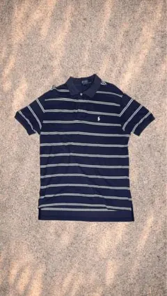 90s 古着 ポロ・ラルフ・ローレン ネイビー ストライプ ポロシャツ