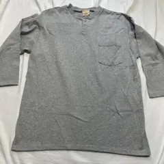 USA製　GoodWear 七分袖Tシャツ　サイズL ヘンリーネック　グレー